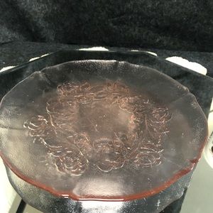 Pink pressed glass tray